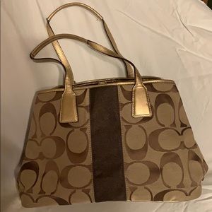 Coach brown and gold handbag